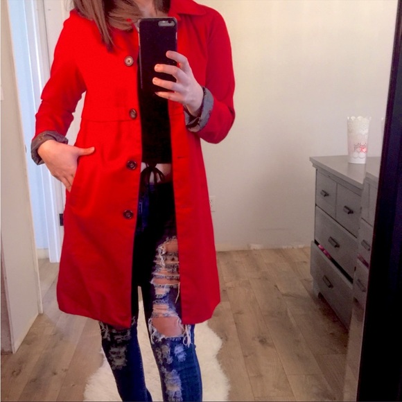 Red Bird Trench Coat - Picture 5 of 14